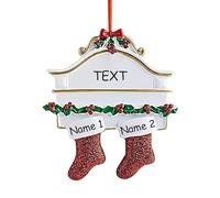 Personalized Christmas Tree Decoration Name/Text Ornament, Personalized Family Christmas Ornaments 2025, Customized Christmas Socks Pendant with Names, Customized Xmas Gifts for Family Friends(2ps)