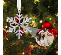 Personalized Christmas tree snowflake projection photo decoration pendant, snowflake hidden photo decoration pendant, suitable for family/friend Christmas party commemorative gifts