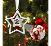 Personalized Christmas tree star projection photo decoration pendant, personalized Christmas decoration with pictures inside, suitable for family/friend Christmas party commemorative gifts