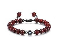 Personalized Christmas Wooden Projection Bracelet - Custom Photo Beaded Bracelet for Men & Women, Aromatic Natural Wood Jewelry for Meditation, Yoga & Spiritual Gifts for Valentine Day Anniversary