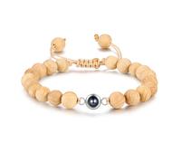 Personalized Christmas Wooden Projection Bracelet - Custom Photo Beaded Bracelet for Men & Women, Aromatic Natural Wood Jewelry for Meditation, Yoga & Spiritual Gifts for Valentine Day Anniversary