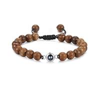 Personalized Christmas Wooden Projection Bracelet - Custom Photo Beaded Bracelet for Men & Women, Aromatic Natural Wood Jewelry for Meditation, Yoga & Spiritual Gifts for Valentine Day Anniversary
