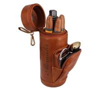Personalized Cigar Humidors Engraved Leather Travel Cigar Cases - Custom Cylindrical Hand Carry Cigar Travel Cigars Holder Humidor Kit Gifts for Fathers Boyfriends and Best Man