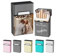 Personalized Cigarette Case,Custom Metal Alloy+ABC Plastic with Magnetic Switch Cigarettes Case,Holder Unique Gift for Men Women 3.62x2.4x1.06 Inches,20 Capacity