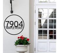 Personalized Circle Address Sign,Modern House Numbers for Outside,Custom Address Plaques with Street Name,Door Number Sign,Circle House Numbers for Yard,Decorative Signs & Plaques (40cm,Black)