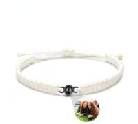 Personalized Circle Photo Projection Custom Bracelet with Picture Inside Bracelet Couples Day Gift Custom Jewelry Birthday Lover Family Keepsake (White BK,One size)