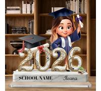 Personalized Class of 2026 Graduation Gifts Custom Cartoon Graduate Figurine Plaque College High Middle School Graduation Gift for Her Him Daughter Son Graduate
