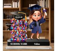 Personalized Class of 2026 Graduation Gifts Custom Cartoon Graduate Figurine Plaque College High Middle School Graduation Gift for Her Him Daughter Son Graduate