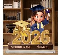Personalized Class of 2026 Graduation Gifts Custom Cartoon Graduate Figurine Plaque College High Middle School Graduation Gift for Her Daughter Son Graduate