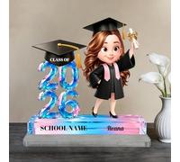 Personalized Class of 2026 Senior 2D Plaque, Custom Cartoon Figure Acrylic Stands with Name & Optional Avatar, Graduation Keepsake Gifts For Graduates, Daughter, Classmate, Female-Gradient color 15cm