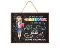 Personalized Classroom Door Hanging Sign It's Okay to Teacher Everyone is Welcome Here Sign Custom Teacher Hanger for Classroom Back to School Gift Classroom Door Decorations Classroom Door Decoration