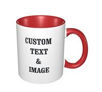 Personalized Coffee Mug Custom Mugs Drinkingcup Customised Coffee Tea Cup with Photo Picture Text Name 11 Oz For Mom Dad Husband Wife Men Women Friends Colleague Birthday Valentine's Day Gift Red