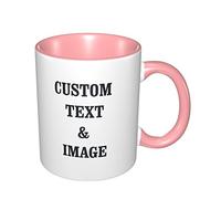 Personalized Coffee Mug Custom Mugs Drinkingcup Customised Coffee Tea Cup with Photo Picture Text Name 11 Oz For Mom Dad Husband Wife Men Women Friends Colleague Birthday Valentine's Day Gift Pink