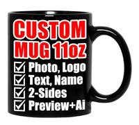 Personalized Coffee Mug - Custom Mugs with Picture Text - Customized Photo Name Logo Ceramic Cup - Birthday Anniversary Christmas Xmas Gifts - for Women Men Mom Dad Him Her Family Friend (11oz Black)
