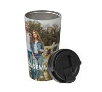 Personalized Coffee Mug With Names Pictures Logo Text, Custom Photo Thermal Insulated Travel Coffee Tumbler Cup With Handle And Lid 500ml Double Wall Stainless Steel Thermo Container