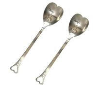 Personalized Coffee Spoon, Personalized Stainless Steel Dessert Spoon - Custom Engraved Heart-Shaped Stirring Spoon for Tea, 2-Piece Set, Romantic Gift for Her Him Lover Best Friend