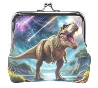 Personalized Coin Purse for Men Women Leather Majestic Tyrannosaurus Rex Kiss Lock Card Change Purse for Coin