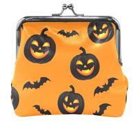 Personalized Coin Purse for Women Leather Cute Jack Pumpkins Halloween Orange Kiss Lock Money Change Pouch