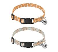 Personalized Collar for Puppy Quick Release Buckle Customise Dog Collar for Dogs Girl and Boy 2 Packs Cartoon Cute White Teddy Bear Stars I Love Cats Paw Khaki