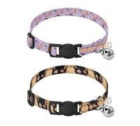 Personalized Collar for Puppy Quick Release Buckle Customise Dog Collar for Female Dogs 2 Packs Cool Halloween Pumpkin Ghosts Cartoon Cute Funny Lop-Eared Rabbit