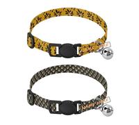 Personalized Collar for Puppy Quick Release Buckle Customization Dog Collar for Puppy Girl Boy 2 Pcs Apricot Olive Black Afro Samurai Style Peacock Gold White