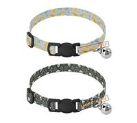 Personalized Collar for Small Dogs 5-15Lbs Quick Release Buckle Custom-Made Male Dog Collars 2 Pcs Stickers Style Cartoon Childish Bird Leaf Blue Peach William Morris Style Pirates Dark Green