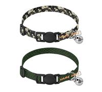 Personalized Collar for Small Dogs 5-15Lbs Quick Release Buckle para personalizar Dog Collar for Puppy Girl Boy 2 Pack Flower and Hawk Cream Black Fish Scale Emerald Gold and Black