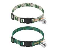 Personalized Collar for Small Dogs Adjustable Customise Dog Collars for Females Set of 2 Illustration Azalea Dark Green Abstract Expressive Metallic Green Gold