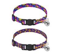 Personalized Collar for Small Dogs Quick Release Buckle Custom Dog Girls and Boys Collar 2 Pcs Vibrant Colors Dinosaur Cartoon Colorful Vibrant Colors Fruit Burger Pizza Colorful