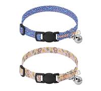 Personalized Collar for Small Dogs Quick Release Buckle Customise Girl & Boy Dog Collars 2 Packs Blue-Pink Leopard Print Cute Monkey Bananas Baby Peach