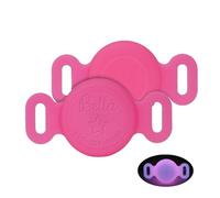 Personalized Collar Holder Compatible with Apple AirTag, Custom Silicone Case for Air Tag Collar Engraved Name & Number, Anti-Lost Holder for Pet Cat Dog GPS Tracker,Luminous Pink