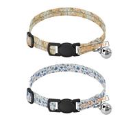 Personalized Collars for Small Dogs 5-15Lbs Adjustable Custom-Made Female and Male Dog Collar 2 Pack Boho Style Flower Floral White Mystery Dark Navy Blue Corals starfishes Shells