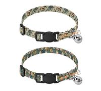 Personalized Collars for Small Dogs 5-15Lbs Quick Release Buckle Custom Dog Collars for Males 2 Pack Naughty Cat Playing Fashion Naughty Cat Playing Colorful