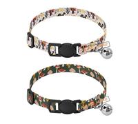 Personalized Collars for Small Dogs 5-15Lbs Quick Release Buckle para personalizado Dog Collar for Dogs Girl and Boy 2 Pcs Naughty Dog Coral Mushroom Pattern Colorful Dark Green