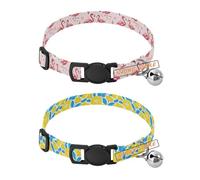 Personalized Collars for Small Dogs 5-15Lbs Quick Release Buckle personalizable Female and Male Dog Collar 2 Packs Light Pink Flamingo Christmas Yellow Blue Flowers Woodblock Print