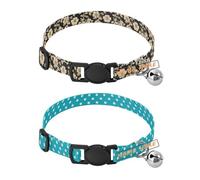 Personalized Collars for Small Dogs 5-15Lbs Quick Release Buckle personalizadas para Male Dog Collars 2 Pcs Floral Patterns Gold and Black Cartoon Dot Teal