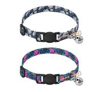 Personalized Collars for Small Dogs 5-15Lbs Release Buckle personalizable Dog Collars for Males 2 Pack Vintage White Peony Flowers Summer Neon Hibiscus Frangipani Flower