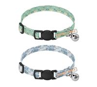 Personalized Collars for Small Dogs 5-15Lbs Release Buckle personalizada para Male Dog Collars 2 Packs Baby Green Playful Mantas Blue and White Elegant Lace Embroidery Flower
