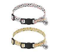 Personalized Collars for Small Dogs Quick Release Buckle Custom Female and Male Dog Collar 2 Pcs Valentines Red Heart Cute Cartoon Yellow Bananas