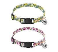 Personalized Collars for Small Dogs Quick Release Buckle para personalizados Collar for Female Dogs 2 Packs Vector Illustration Insect Lemon Colorful Vector Illustration Flower Purple