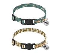 Personalized Collars for Small Dogs Release Buckle Custom Made Dog Collars for Females Set of 2 Old Slow Style Shark Green Old Style Ghosts Gold