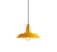 Personalized Colored Metal Pendant Lamp Lampshade, E27 Screw Ceiling Hanging Light, Nordic Industrial Style, Restaurant Bar Villa Decoration Light Fixtures (Yellow 46cm)