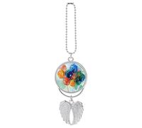 Personalized Colorful Balloon Painting Car Rearview Mirror Ornament Double Side Custom Photo Picture Car Hanging Pendant Accessories Alloy Angel Wings Vehicle Decoration Silver