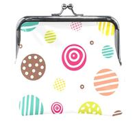 Personalized Colorful Polka Dot Leather Wallet for Women with Floral Kiss Closure, Colorful Polka Dots., UNITALLA, Classic, Colorful Polka Dots., UNITALLA, Classic, Colourful Polka Dots, UNITALLA