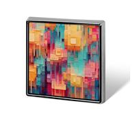 Personalized Colorful Square Pattern Lapel Pin for Men Women Cute Funny Square Brooch for Ease And Safe Aluminum Alloy Brooches Suit Dress Accessories Wedding Party