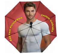 Personalized Compact Travel Umbrella, Custom Text/Logo/Image, Fashionable, Portable Windproof Folding Umbrella for Rain & Sun, Ideal for Company Advertising, Gifts for Men, Women, Boss, and Family