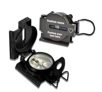 Personalized Compass, Navigation Tool with Customizable Text, Waterproof Luminous Function, Perfect Hiking Survival Gift for Men, Women, Dads, Husbands (Black Military Grade)