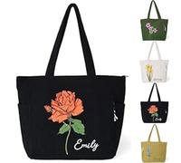 Personalized Corduroy Tote Bag for Women, 4 Color Options Custom Name Large Size Shoulder Bag with Zipper, HandBags with Pockets for Work Shopping Travel (#C)