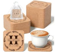 Personalized Cork Coaster - Laser Engraved Mass Customization Team Badge, Perfect Choice for Wedding, Anniversary or Family Reunion. (Wooden Cork Mat - Square)