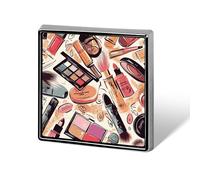 Personalized Cosmetic And Makeup Theme Pattern Lapel Pin for Men Women Cute Funny Square Brooch for Ease And Safe Aluminum Alloy Brooches Suit Dress Accessories Wedding Party